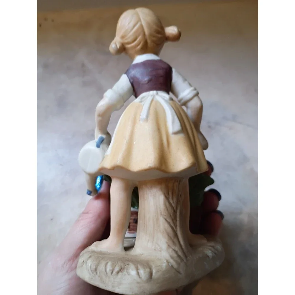 Vintage UCGC Korea Porcelain Figurine Set Boy Reading & Girl Watering Flowers